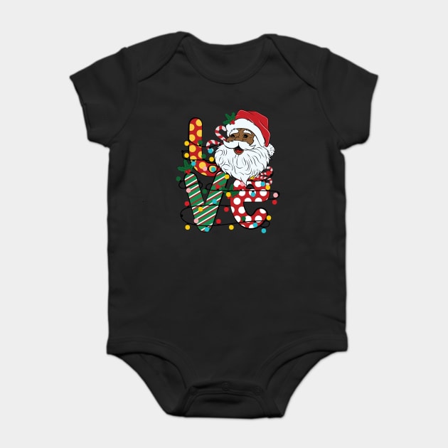 Love Black Santa Christmas Baby Bodysuit by The WYLD Tribe